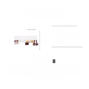 Detail view of 6-pair resin pearl earring set with dimensions and material specs