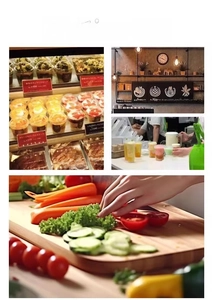 Waterproof work apron shown in kitchen, cafe, bakery, and milk tea shop scenarios