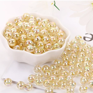 Golden 8mm acrylic beads with AB iridescent finish for DIY jewelry and bracelet making
