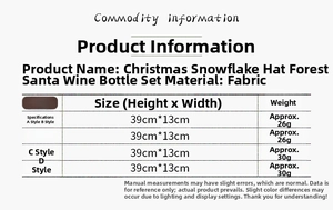 Detail specifications and dimensions of the Christmas gnome wine bottle cover decorations