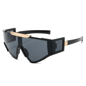 Oversized Sports Sunglasses PC One Piece Lens UV400 Metal Trim Cycling Outdoor Fashion Futuristic Punk Unisex Eyewear