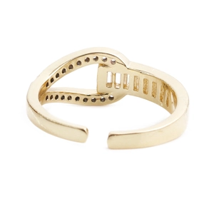 Fashionable double-layer gold adjustable ring with sparkling micro-pave zirconia stones