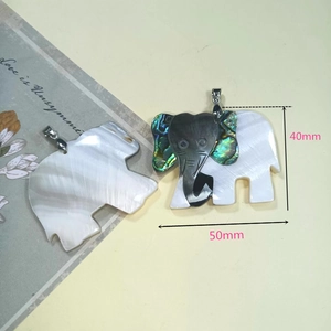 Handmade elephant pendant made of natural abalone and mother of pearl shells, 40x50mm
