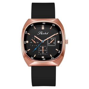 Fashion Women Quartz Watch Rose Gold Oval Case Silicone Strap Rhinestone Dial Chronograph Style Casual Ladies Wristwatch