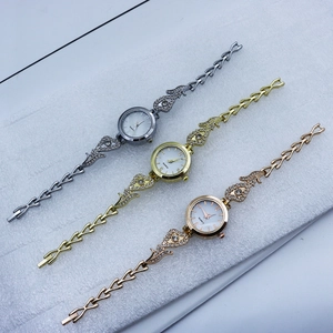 Elegant women's quartz bracelet watches with crystal accents in silver, gold, and rose gold