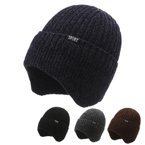 Men Winter Beanie Hat Chenille Knit Fleece Lined Ear Protection Warm Thick Windproof Outdoor Sport Casual