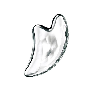 3D crystal facial gua sha tool for lymphatic massage and V-face sculpting on white background