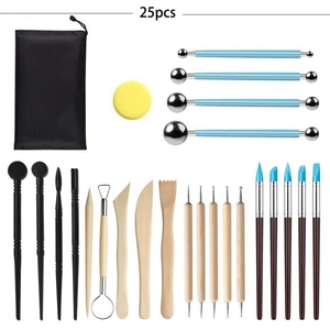 Professional 25pcs clay sculpting tool set with metal ball styluses and wood tools