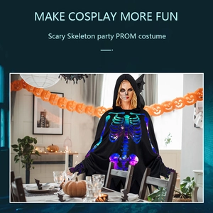 Halloween hooded cloak featuring a starry galaxy skeleton print for costume parties