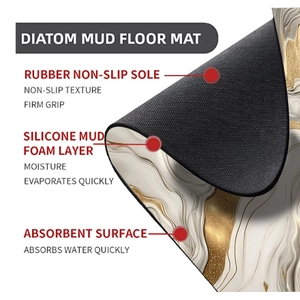 Detailed three-layer structure of marble diatom mud mat with non-slip rubber backing