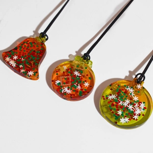 Cloche de Noël et ornements ronds en résine avec paillettes et flocons pour DIY loisirs