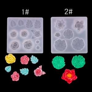 Detailed silicone molds for DIY resin crafts featuring 3D lotus and rose flower shapes