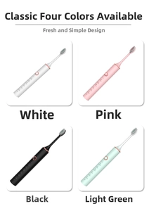 Detailed view of sonic electric toothbrushes in four elegant colors with cleaning modes