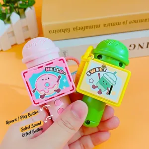 Mini Microphone Toy Keychain Recording Voice Changer Function ABS Plastic Cartoon Food Bag Pendant Ornament Gift