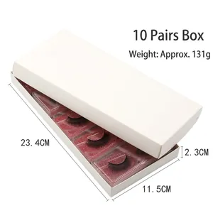Set of 10 pairs of 3D faux mink eyelashes with red glitter background in white box
