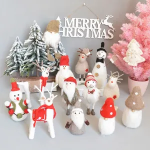 Handmade Non-woven Fabric Christmas Ornaments Santa Claus Elk Snowman Mushroom Sheep Hanging Figurines For Home Tree Decor