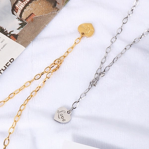 Minimalist titanium steel heart pendant necklace in gold and silver finishes