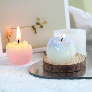 Detailansicht DIY Pfingstrosen-Kerzen und Silikonform in gemütlicher Wohnatmosphäre