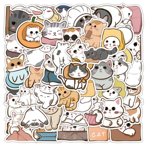 Cute cartoon cat stickers pack for water bottles and scrapbooking decoration