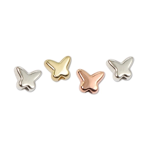 Polished butterfly metal beads in silver, gold, and rose gold for DIY jewelry making