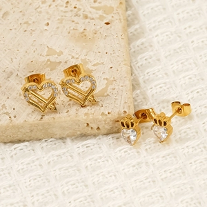 Elegant 18K gold plated heart earrings with sparkling cubic zirconia in two styles