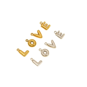 Polished gold and silver titanium steel LOVE letter charms for DIY jewelry making