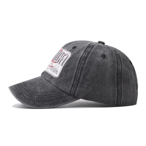 Casquette vintage en coton lavé gris avec écusson ROUGH Denim et visière renforcée