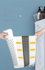 Close-up of flexible thickened TPE material on a foldable white plastic laundry basket