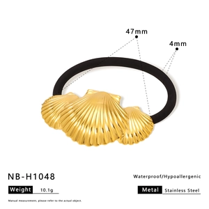 Détail de l'élastique à cheveux coquillage doré, 47mm, acier inoxydable imperméable, 10,1g