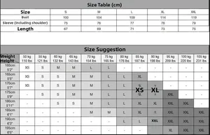 Tableau des tailles détaillé et guide de mesure pour pull en tricot uni pour homme