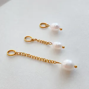 Ciondoli di perle d'acqua dolce in acciaio inossidabile con finitura oro 14K e argento