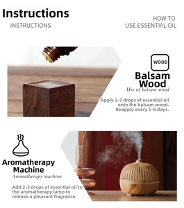 Instructional guide for using essential oils with wood diffuser and aroma humidifier