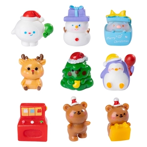 Lot de 9 miniatures de Noël avec bonhomme de neige et cerf en résine pour décorations DIY