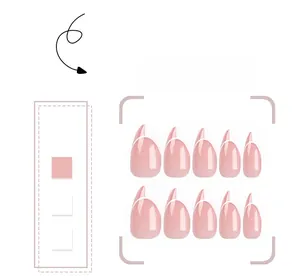 Détails de 10 faux ongles amande avec base rose et pointes blanches de style français