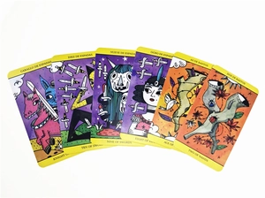 Detailed fan display of multi-language Oracle cards featuring Knight of Swords illustrations