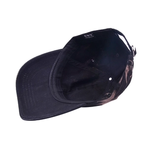 Black tie-dye baseball cap with vintage bleached effect for outdoor sports and street style