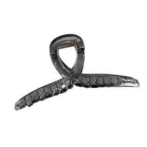 Minimalist transparent grey 13cm hair claw clip with cross design for thick hair