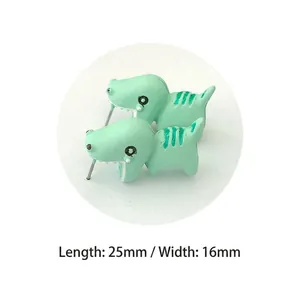 Cute mint green 3D dinosaur stud earrings measuring 25mm by 16mm for daily wear
