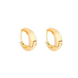 Polished gold teardrop hoop earrings in minimalist style with hinged closure for women