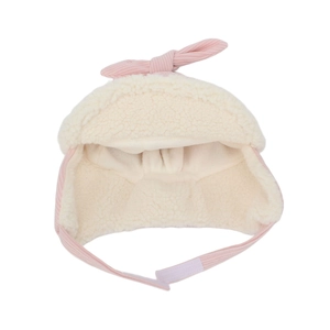 Winter baby warm corduroy earflap hat with fleece lining and cute bow tie