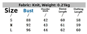Size chart for women's diamond pattern knit sweater showing chest and sleeve measurements