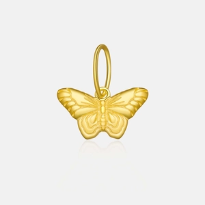 Elegant gold butterfly pendant in S925 sterling silver with detailed engraved texture