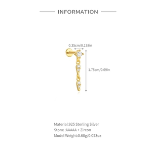 Détails d'une boucle d'oreille goutte en argent 925 avec dimensions et poids précisés