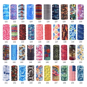 Grid view of forty unique patterns for seamless outdoor neck gaiters and headbands