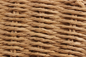 Detailed close-up showing the intricate texture of handwoven paper rope on a beach bag