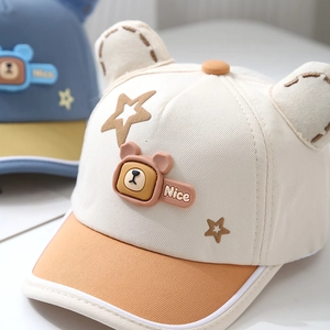 Casquette de baseball mignonne pour bébé avec oreilles d'ours et broderie d'étoiles
