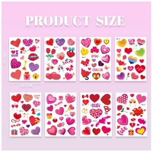 8-pack heart and rose temporary tattoo stickers for Valentine's Day party decor