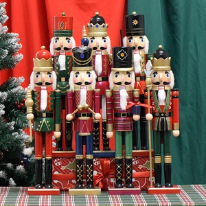 7-piece set of 20-inch wooden Christmas nutcracker soldiers in red, green, and gold finish