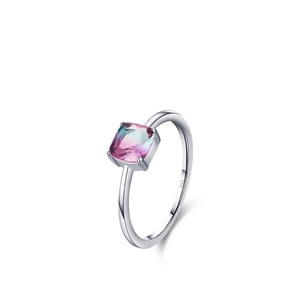 S925 Sterlingsilber Ring mit quadratischem Farbverlauf-Edelstein in klassischer Fassung