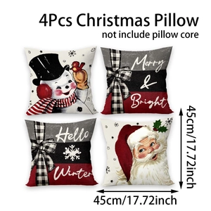 Set of 4 Christmas pillow covers with red and grey snowflake patterns in 45x45cm size